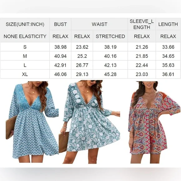 *SOLD* Boho Floral V Neck Dress - Picture 7 of 7